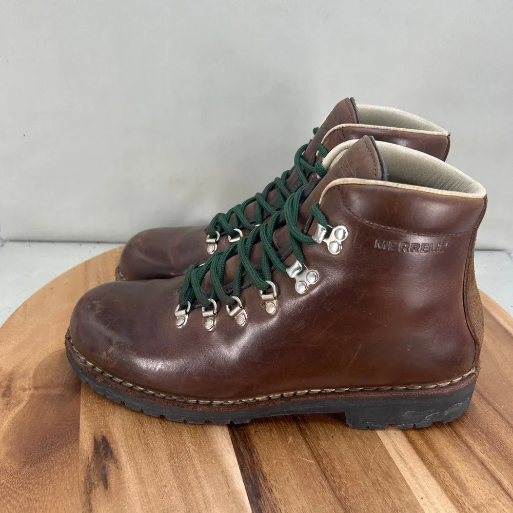 Merrell Wilderness Legend Mens Canyon Brown Leather Hiking Boots Size 9 M
